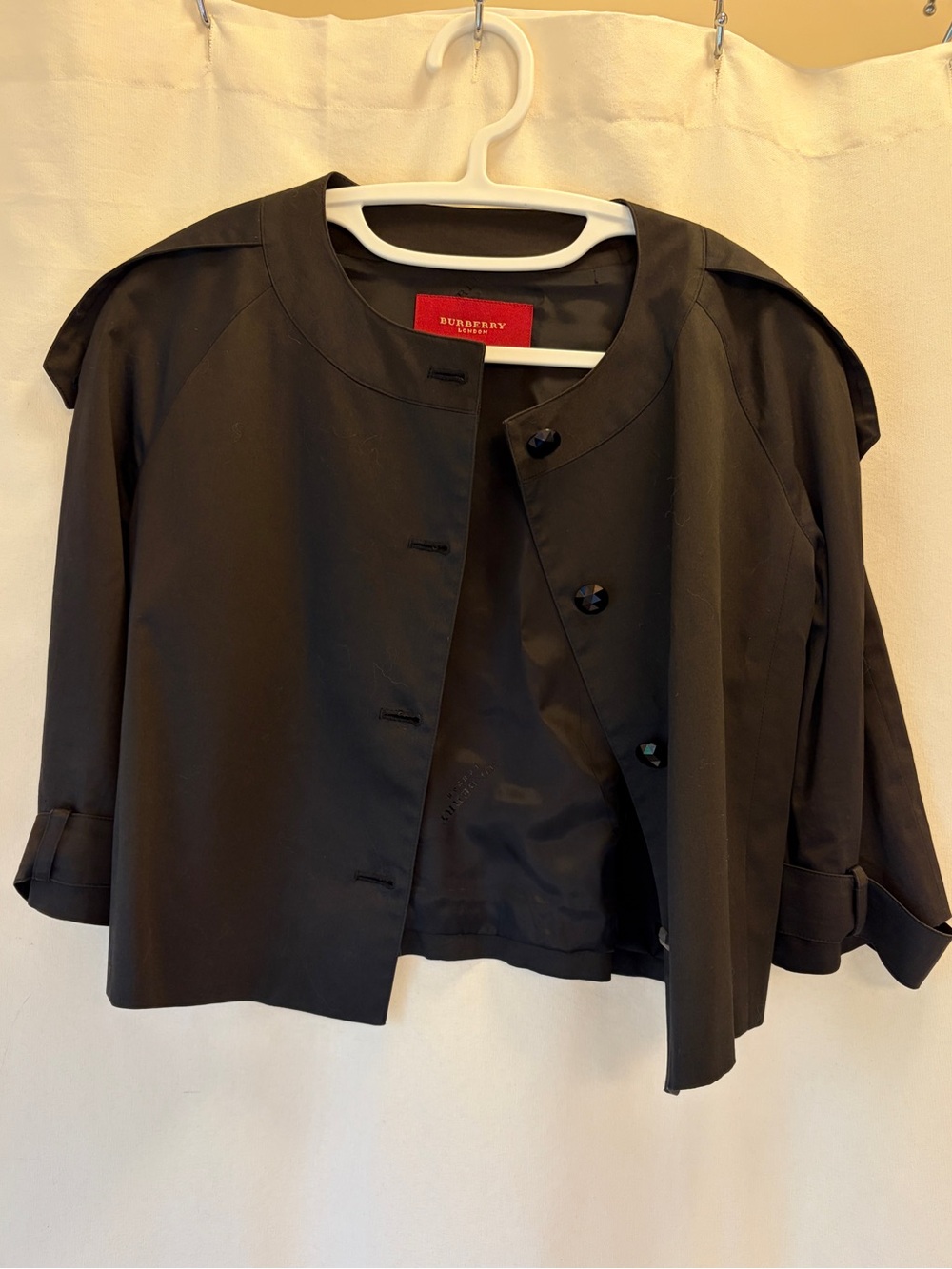 Burberry London Black Sleek Cropped Jacket | Sz S (4/6) - Picture 10 of 14